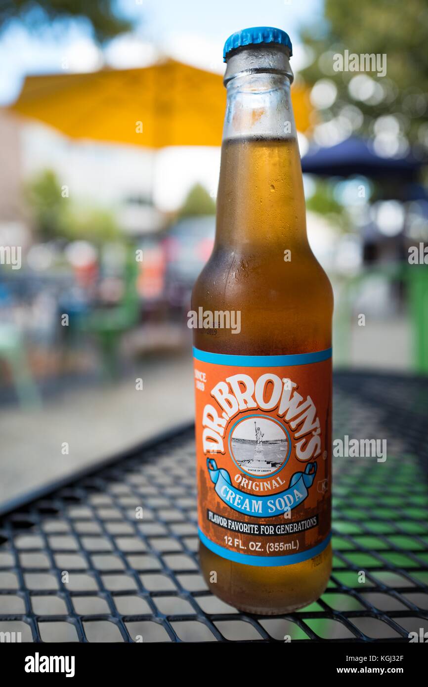 Dr Brown's Cream Soda, a soft drink originally introduced in 1869, which has become a staple item traditionally served in Jewish delicatessens and Kosher shops, September 20, 2017. () Stock Photo