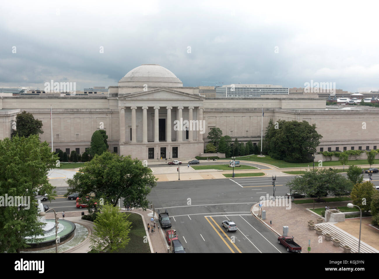 National Gallery of Art viewed from the roof of the Newseum museum,  Washington DC, United States. Stock Photo
