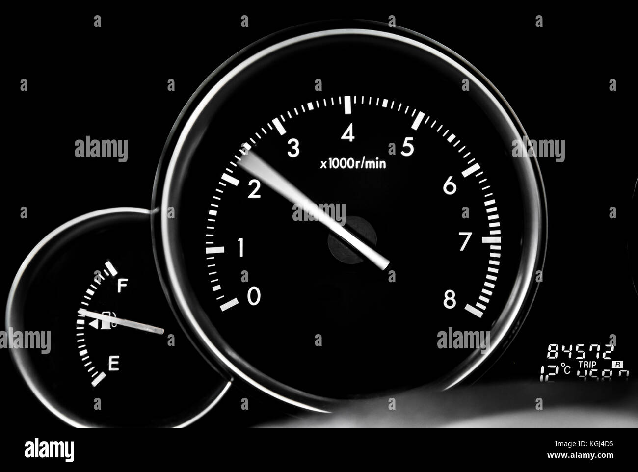 Car dashboard, rpm, speedometer Stock Photo Alamy