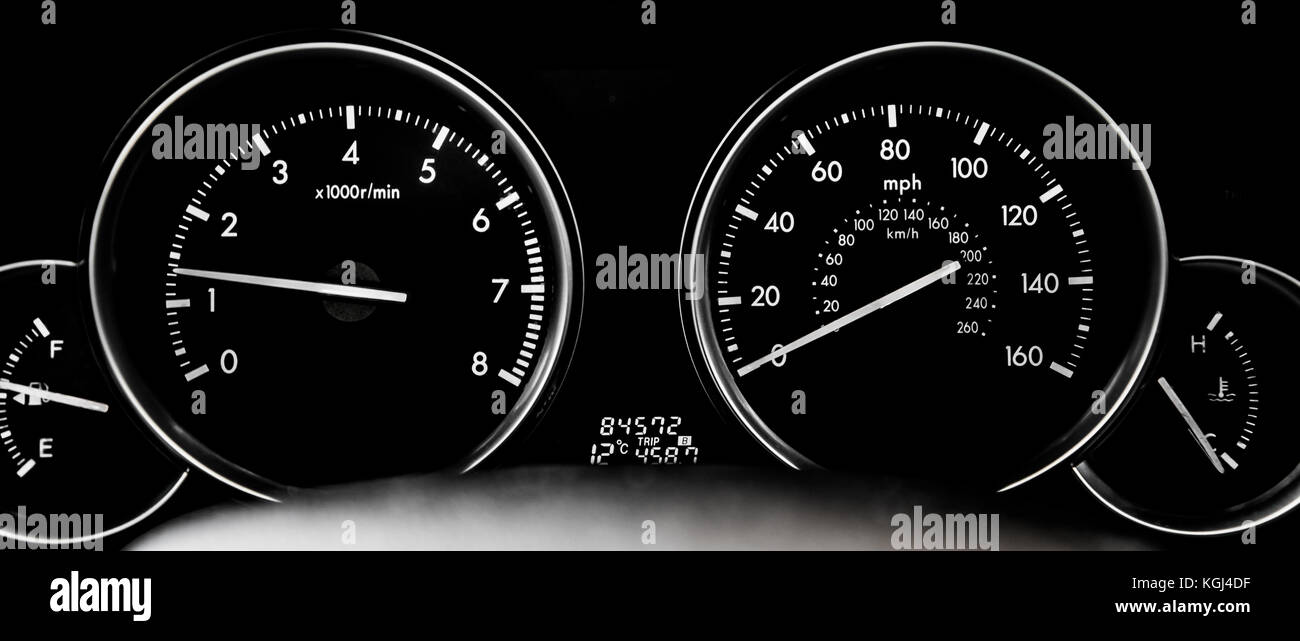 Car dashboard, rpm, speedometer Stock Photo Alamy