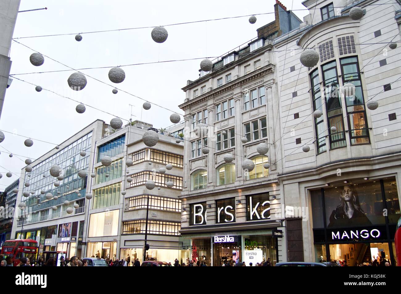 Oxford Circus Christmas lights 2017 before switch on, sponsored by NSPCC  and Sky, Oxford Street, London, UK Stock Photo - Alamy