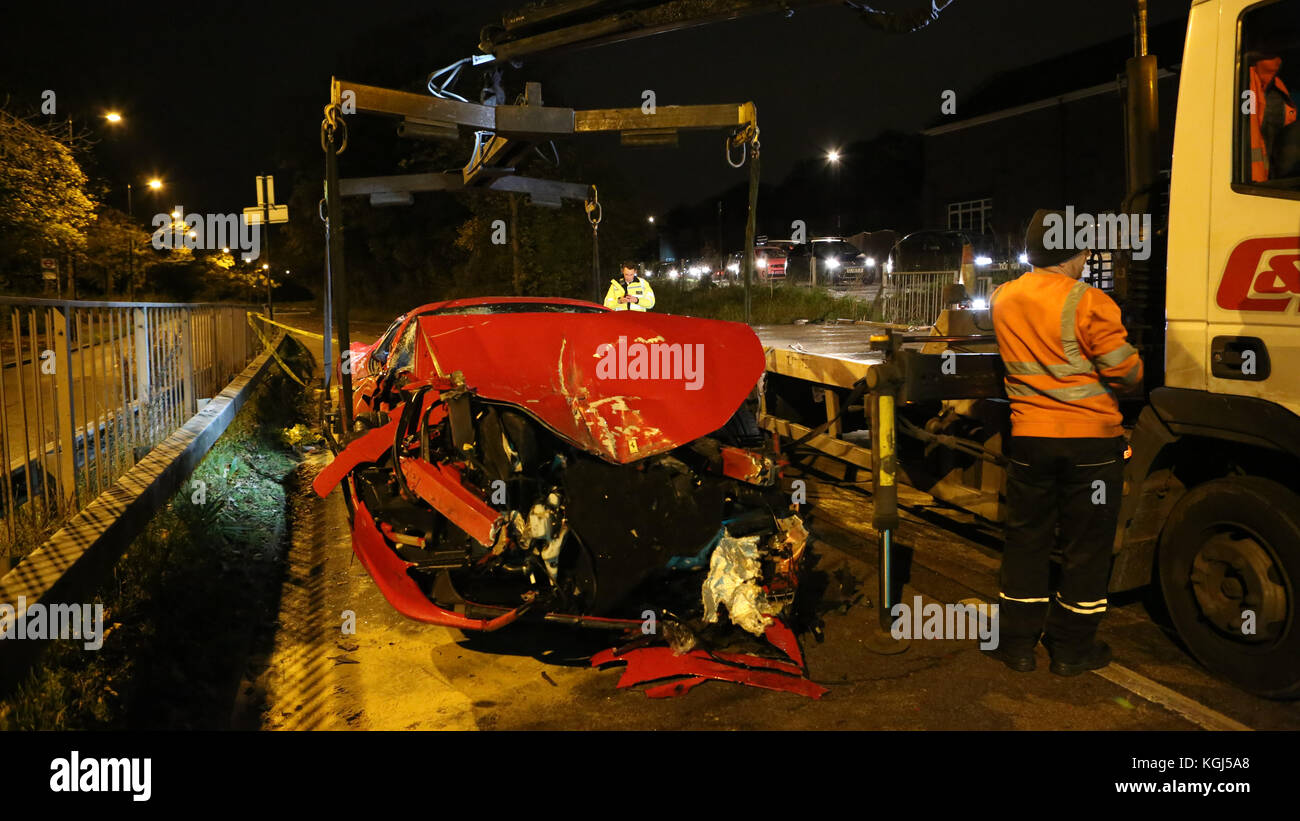 Croydon,Surrey Monday 6th November 2017 A 450,000 supercar was ruined