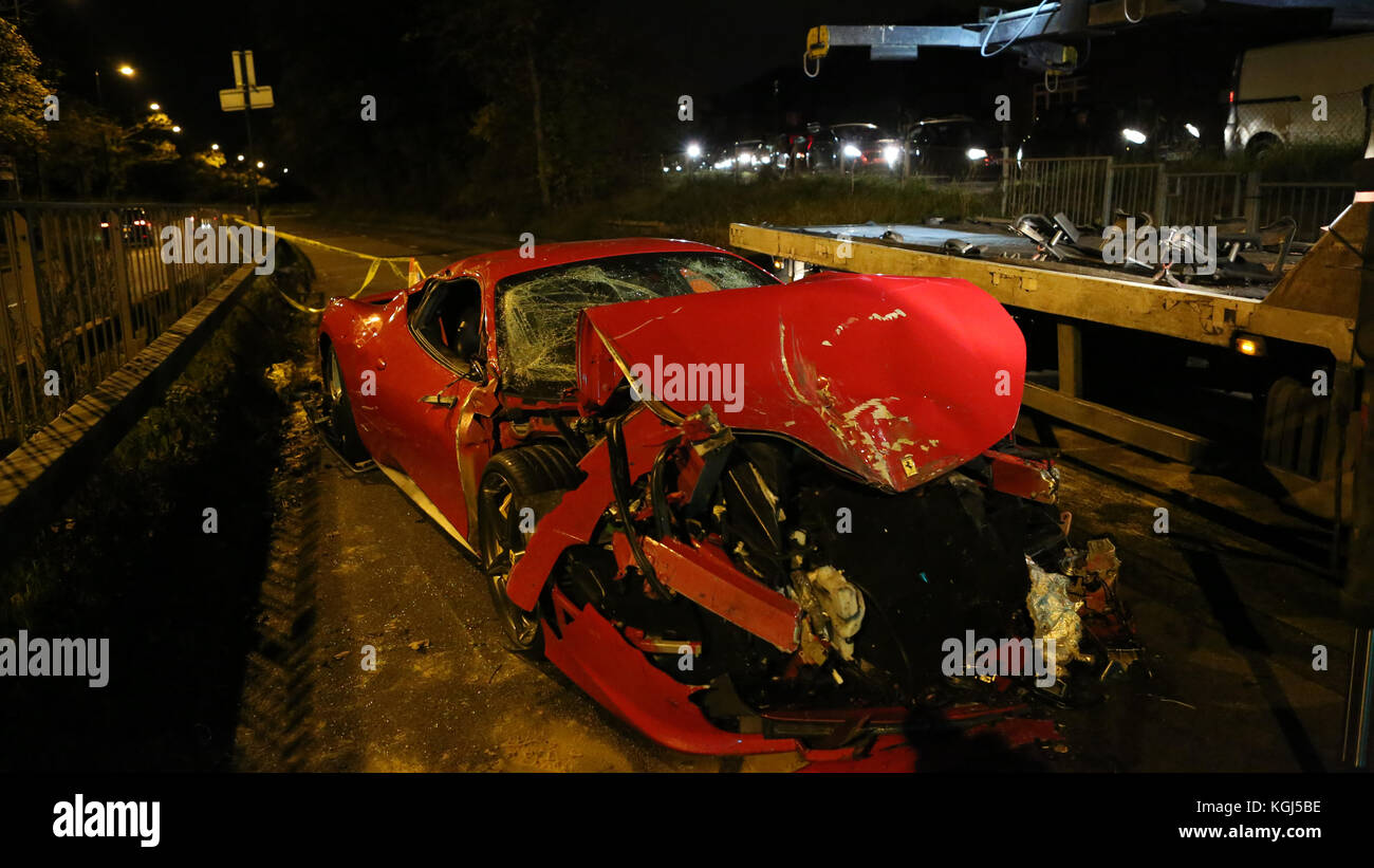 Croydon,Surrey Monday 6th November 2017 A 450,000 supercar was ruined