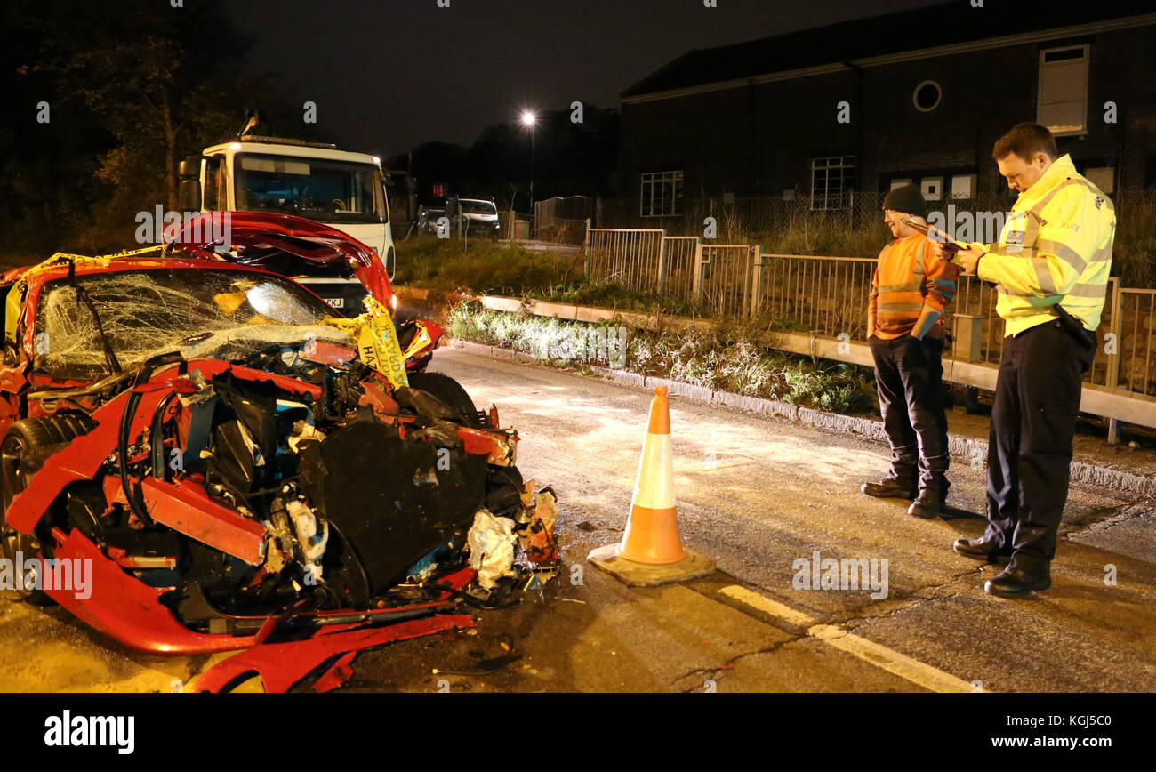 Croydon,Surrey Monday 6th November 2017 A 450,000 supercar was ruined