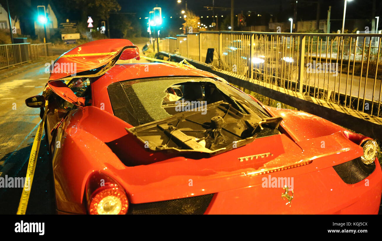 Croydon,Surrey Monday 6th November 2017 A 450,000 supercar was ruined