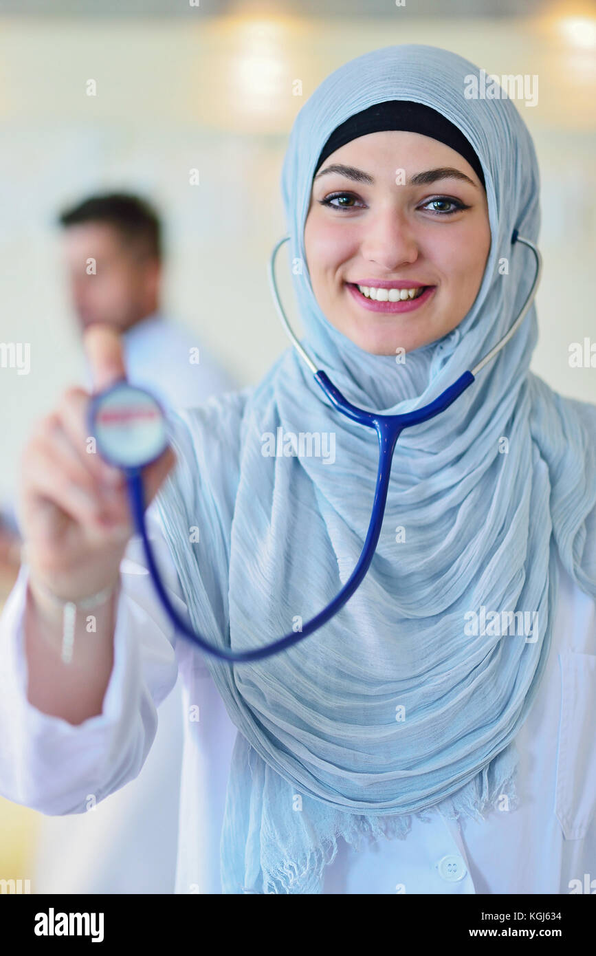 Confident Muslim doctor with hijab or medical student pose at hospital Stock Photo Alamy