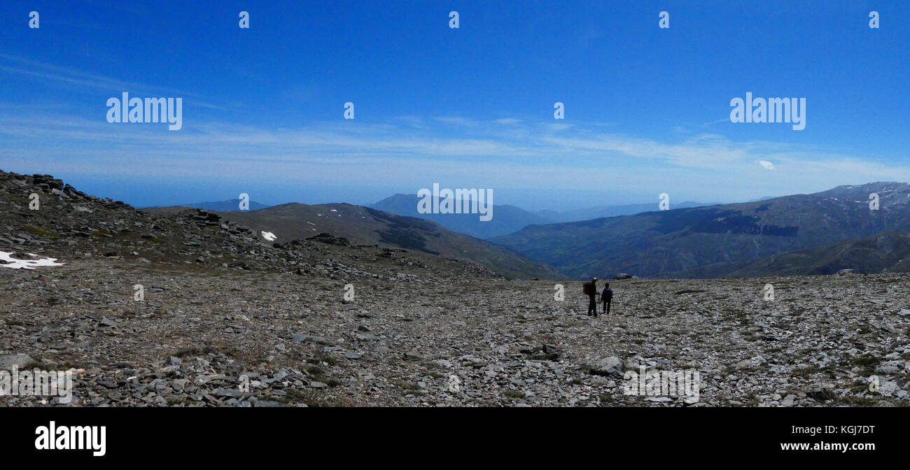 Landscape below the Southern side of Mulhacen, the highes tmountain in mainland Spain, in the alpujarra district, Sierra Nevada, Spain. Stock Photo