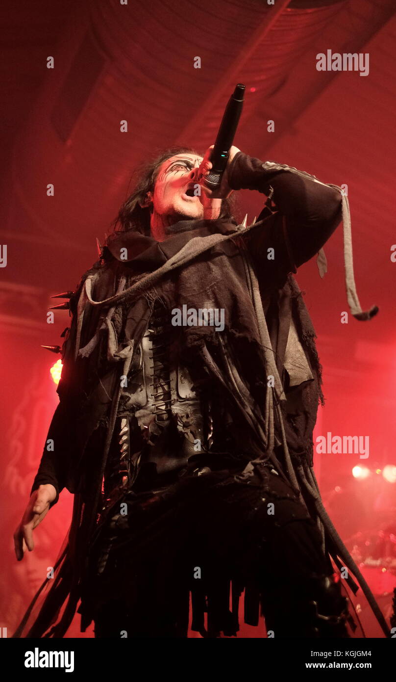 Southampton, Hampshire, UK. 8th November, 2017. Engine Rooms - Dani Filth, lead singer with British extreme heavy metal band Cradle of Filth performing at the Engine Rooms, Southampton  8th November 2017, UK Credit: Dawn Fletcher-Park/Alamy Live News Stock Photo