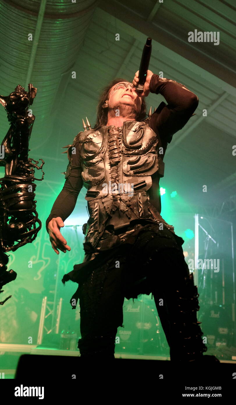 Southampton, Hampshire, UK. 8th November, 2017. Engine Rooms - Dani Filth, lead singer with British extreme heavy metal band Cradle of Filth performing at the Engine Rooms, Southampton  8th November 2017, UK Credit: Dawn Fletcher-Park/Alamy Live News Stock Photo