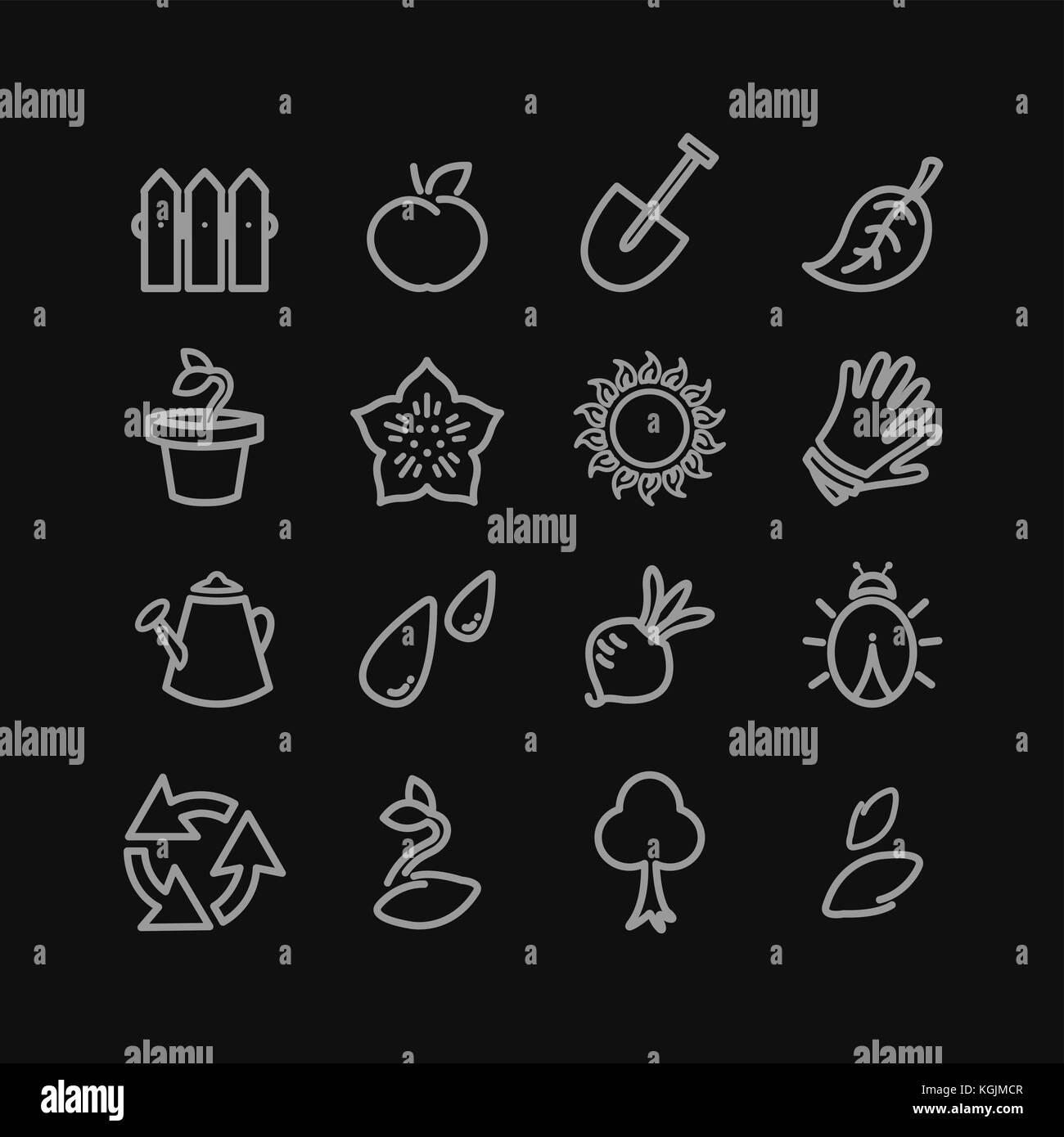 Vector gardening flat lineart icons set Stock Vector Image & Art - Alamy