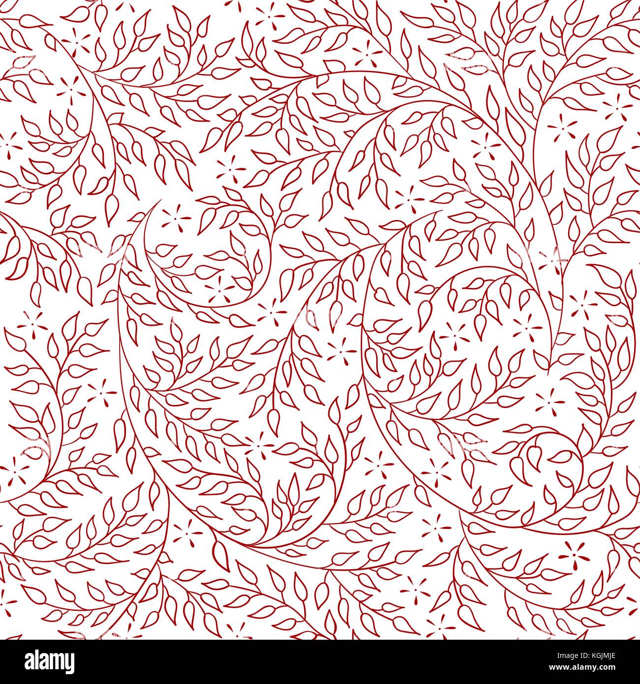 Floral seamless pattern - vector illustration of detailed red ornament ...