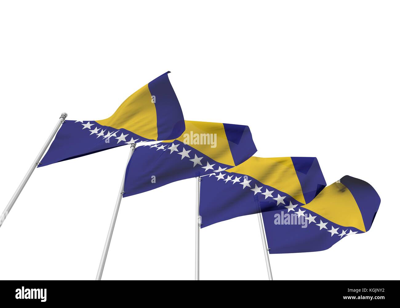 Bosnia flags in a row with a white background. 3D Rendering Stock Photo ...