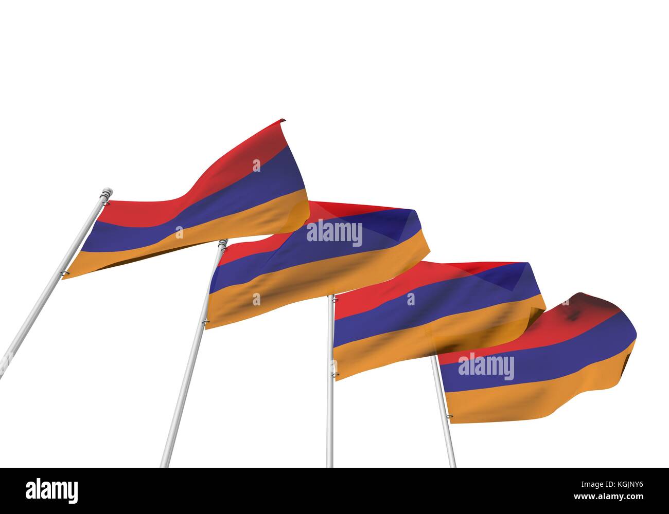 Armenia flags in a row with a white background. 3D Rendering Stock ...