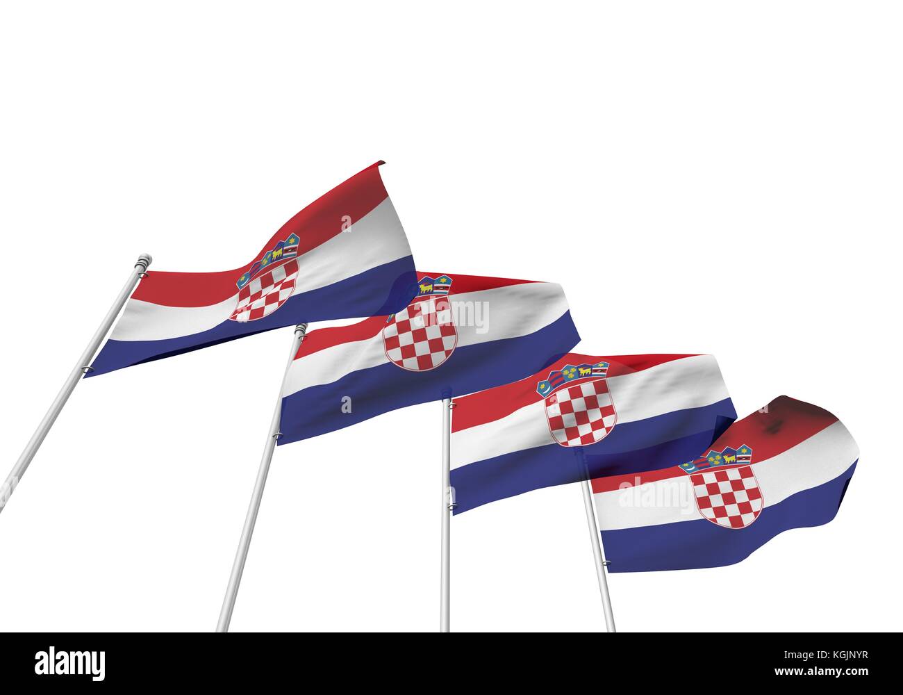Croatia Flags In A Row With A White Background 3D Rendering Stock croatia-flags-in-a-row-with-a-white-background-3d-rendering-stock