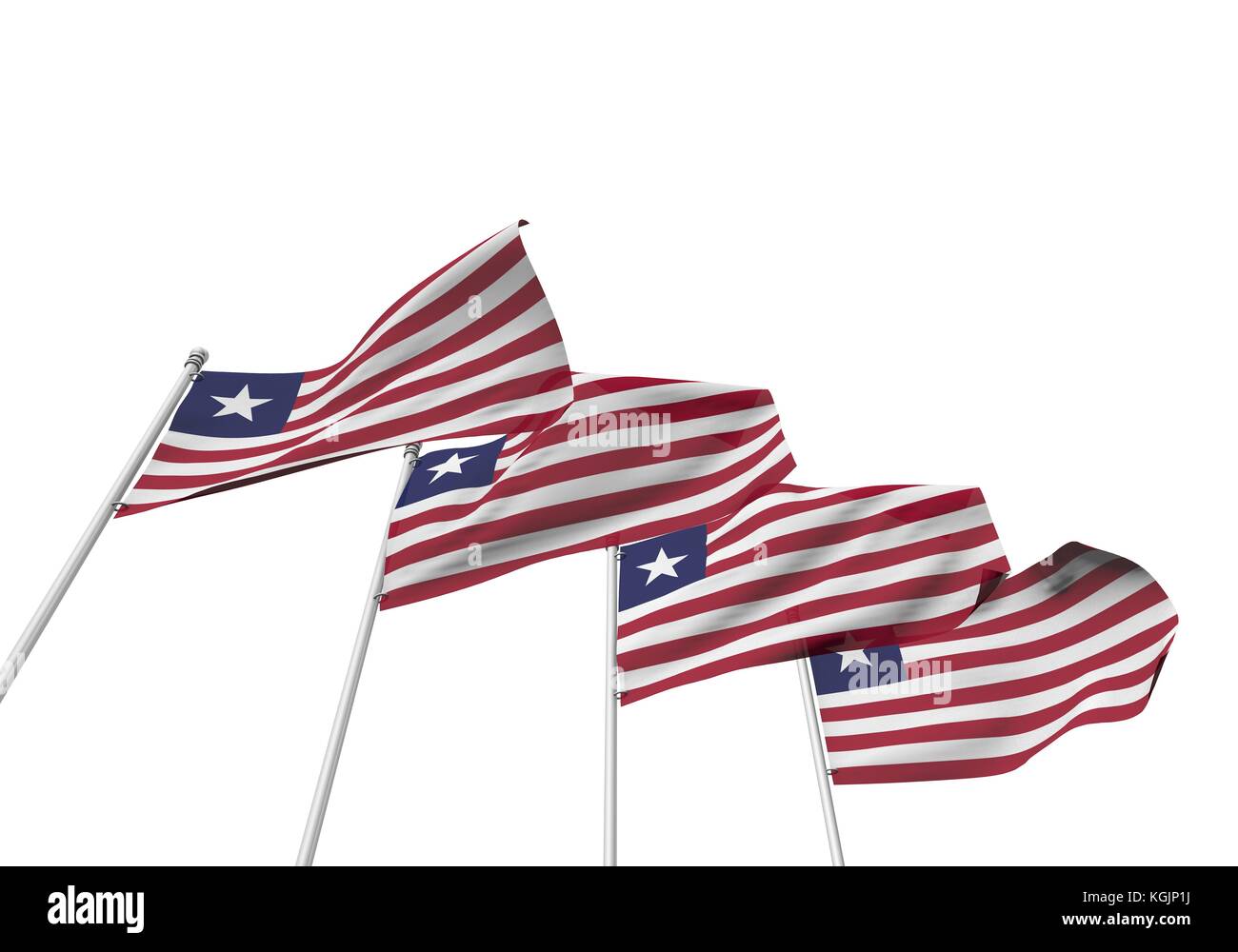 Liberia flags in a row with a white background. 3D Rendering Stock ...