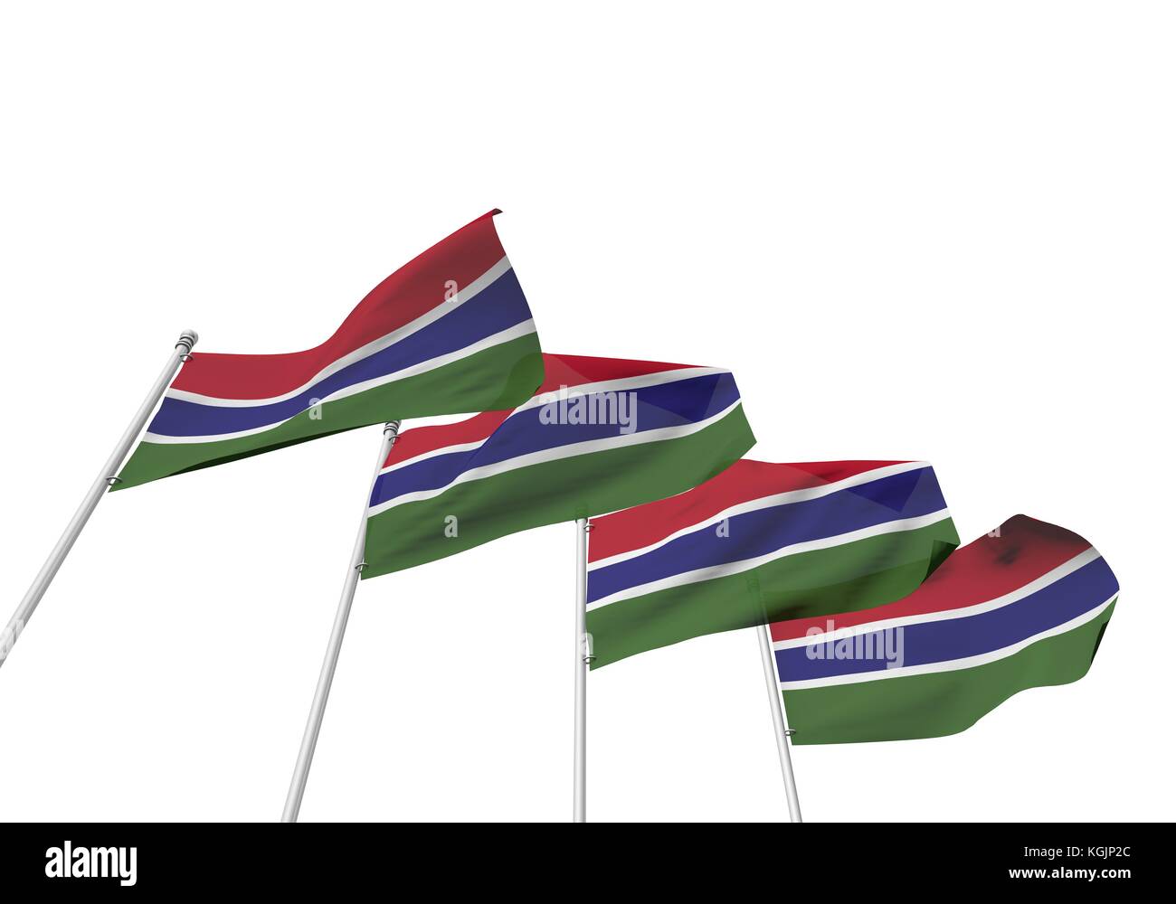Gambia flags in a row with a white background. 3D Rendering Stock Photo ...
