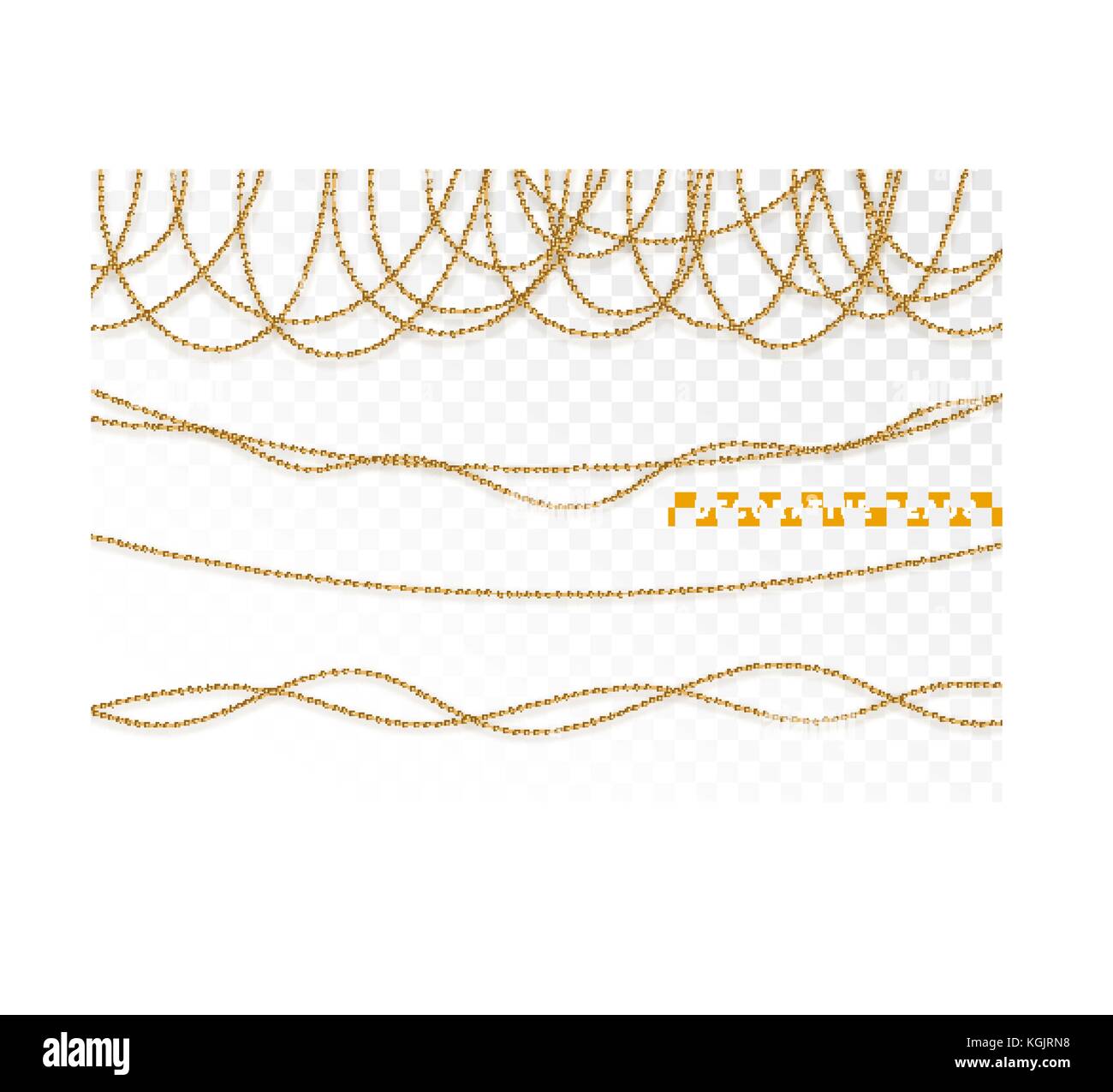 String Beads Realistic Isolated Decorative Design Element Golden