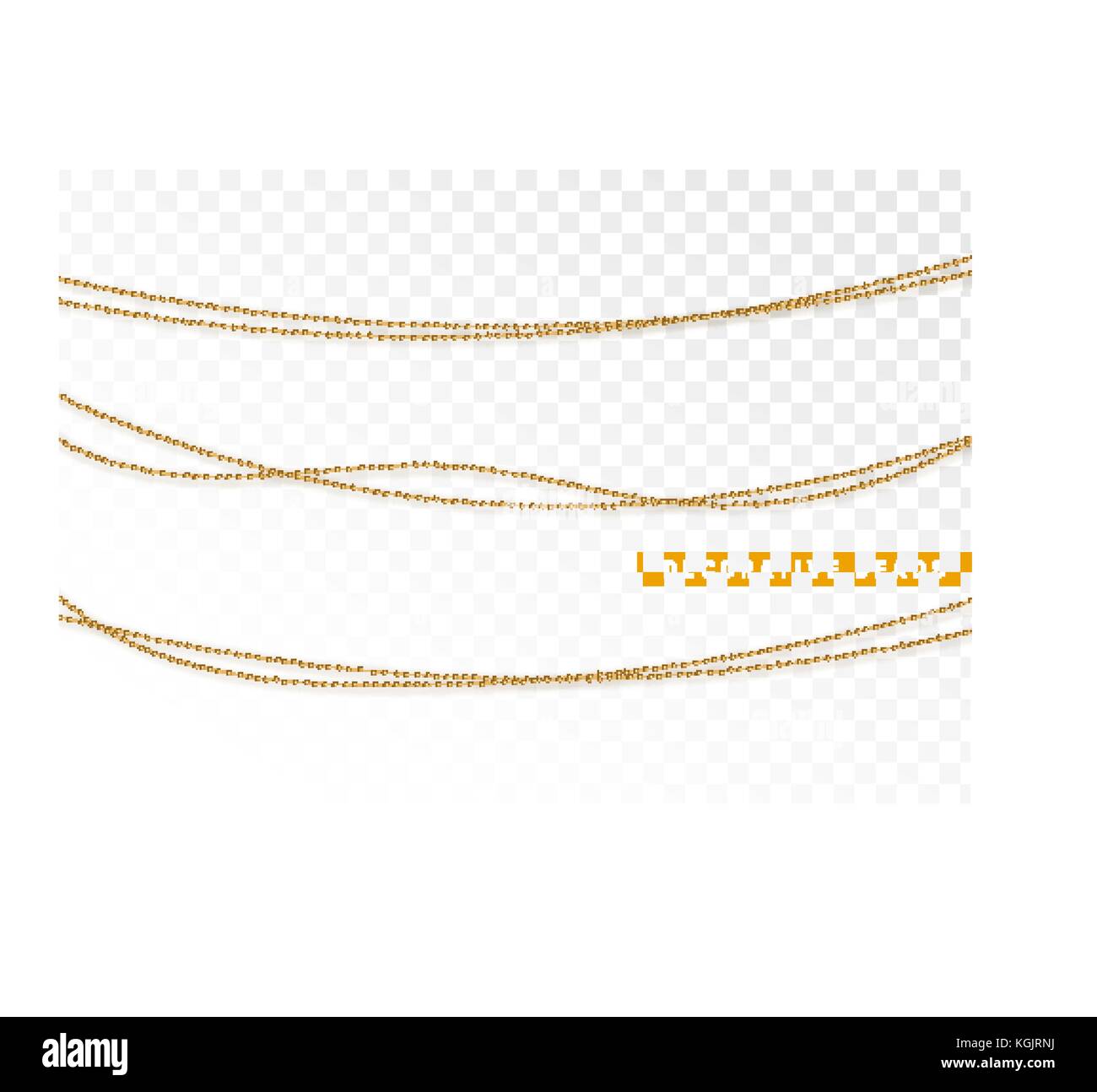 String beads realistic isolated. Decorative design element golden bead