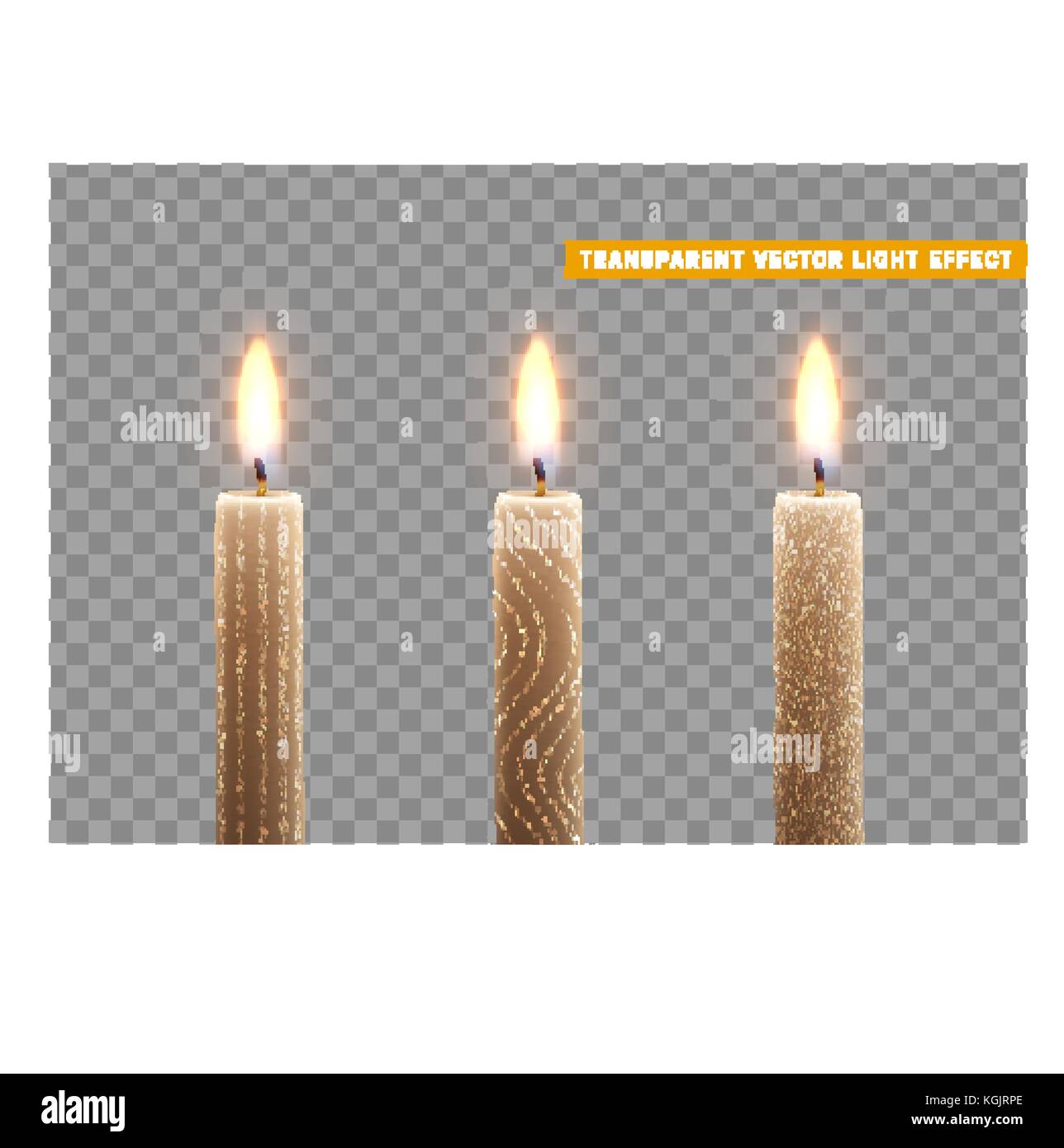Candles burn with fire. Set of paraffin candles realistic isolated on