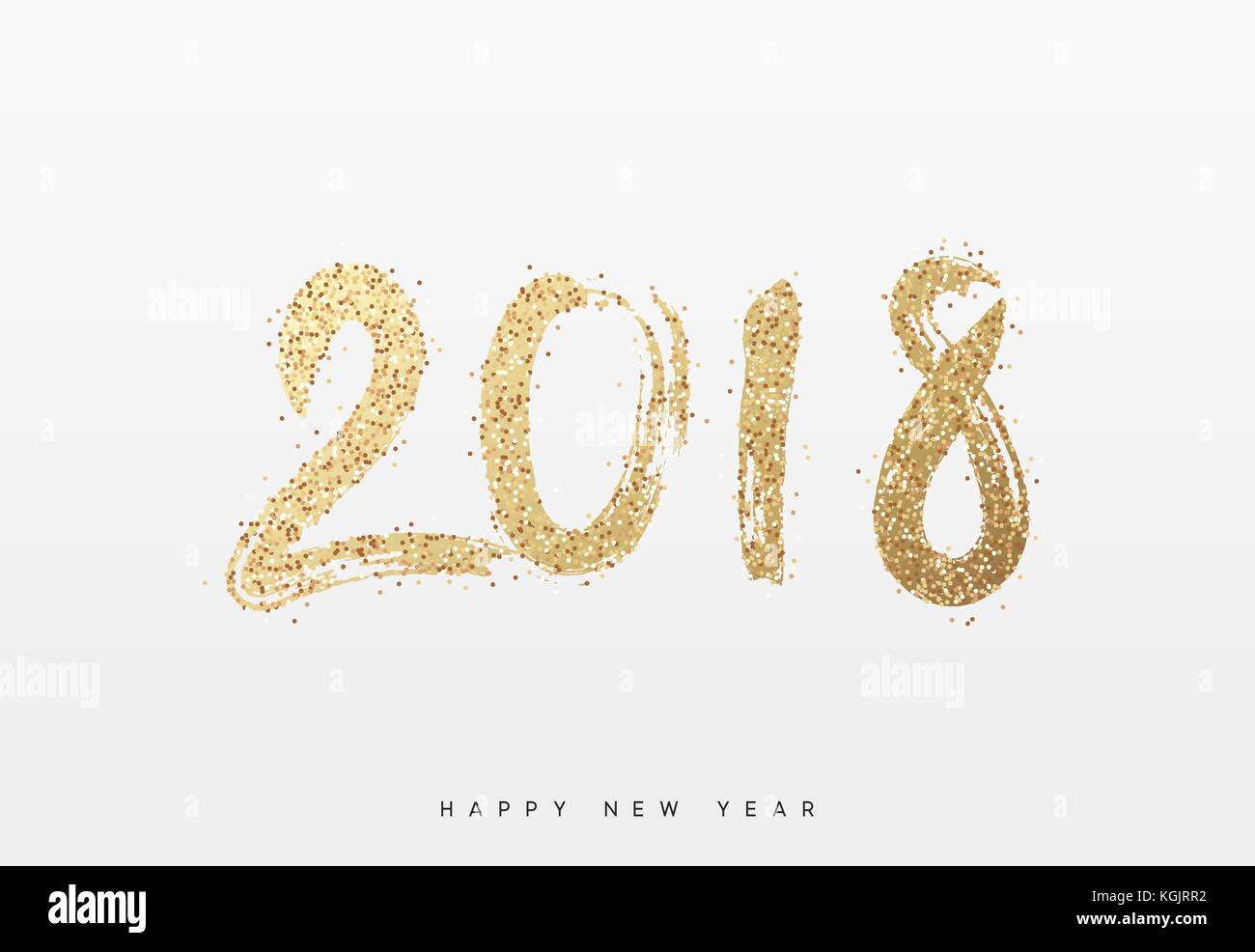 2018 New Year. Text golden with bright sparkles Stock Vector Image ...