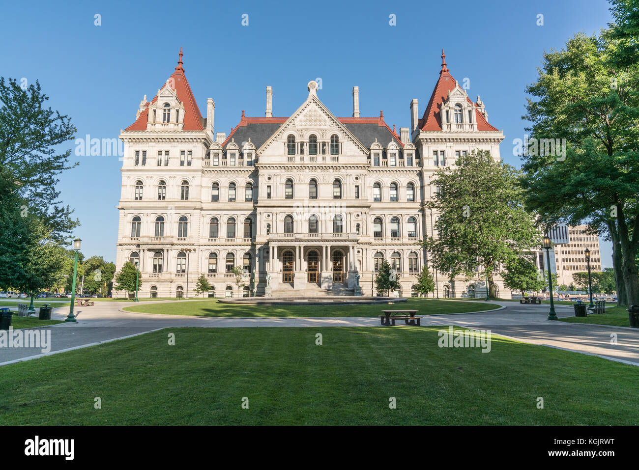 New York State Capitol Building from East Capitol Park in Albany. New York Stock Photo