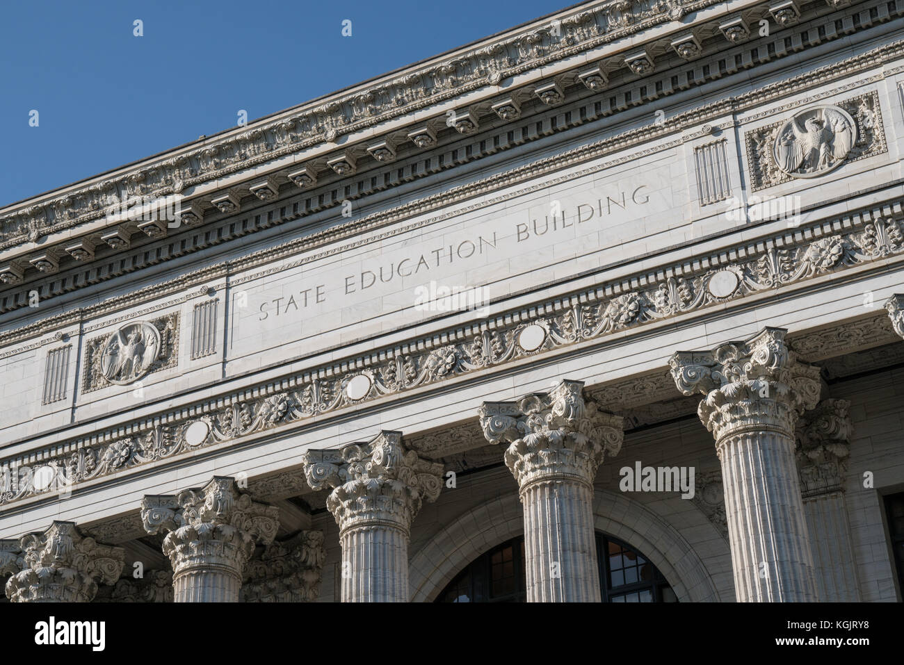 Facade of New York State Education Building in Albany, New York Stock Photo