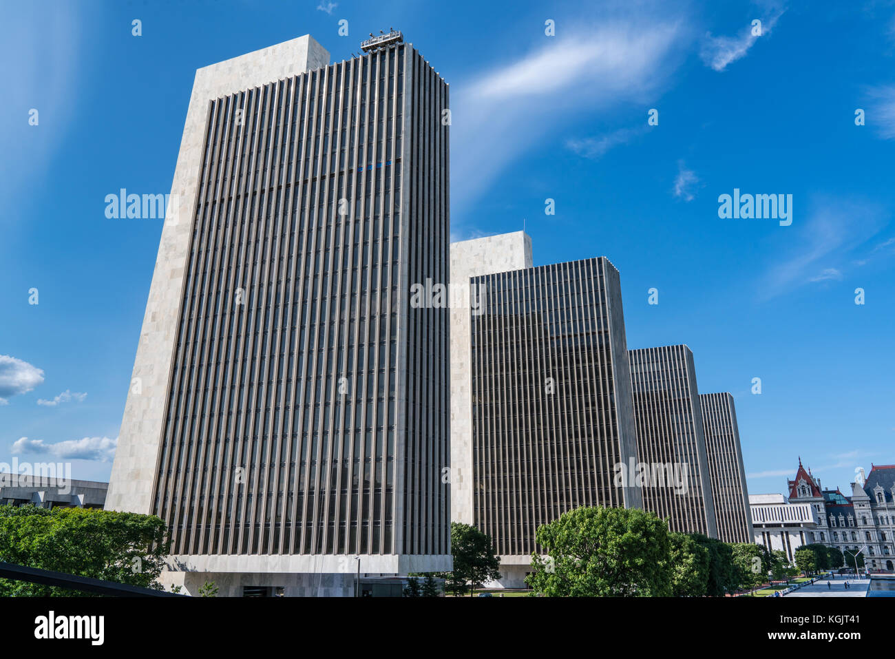 New York state government buildings along the Empire State Plaza in Albany, NY Stock Photo
