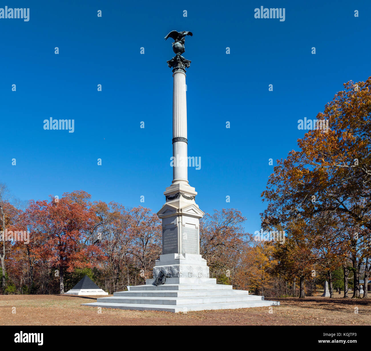 Iowa Monument, Shiloh National Military Park,Tennessee, USA Stock Photo