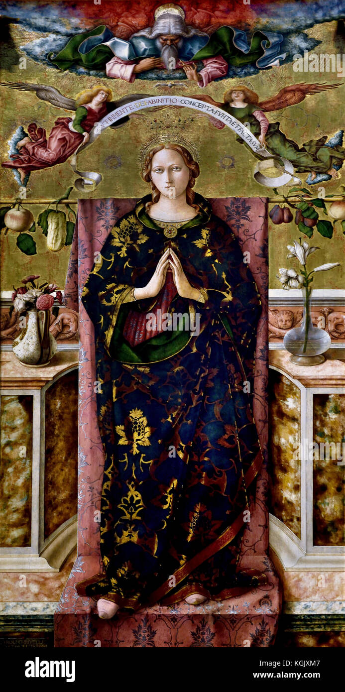 The Immaculate Conception 1492 Carlo Crivelli, 1430/5 - 1494, Italian Renaissance, painter of conservative Late Gothic decorative sensibility, Italy. Stock Photo