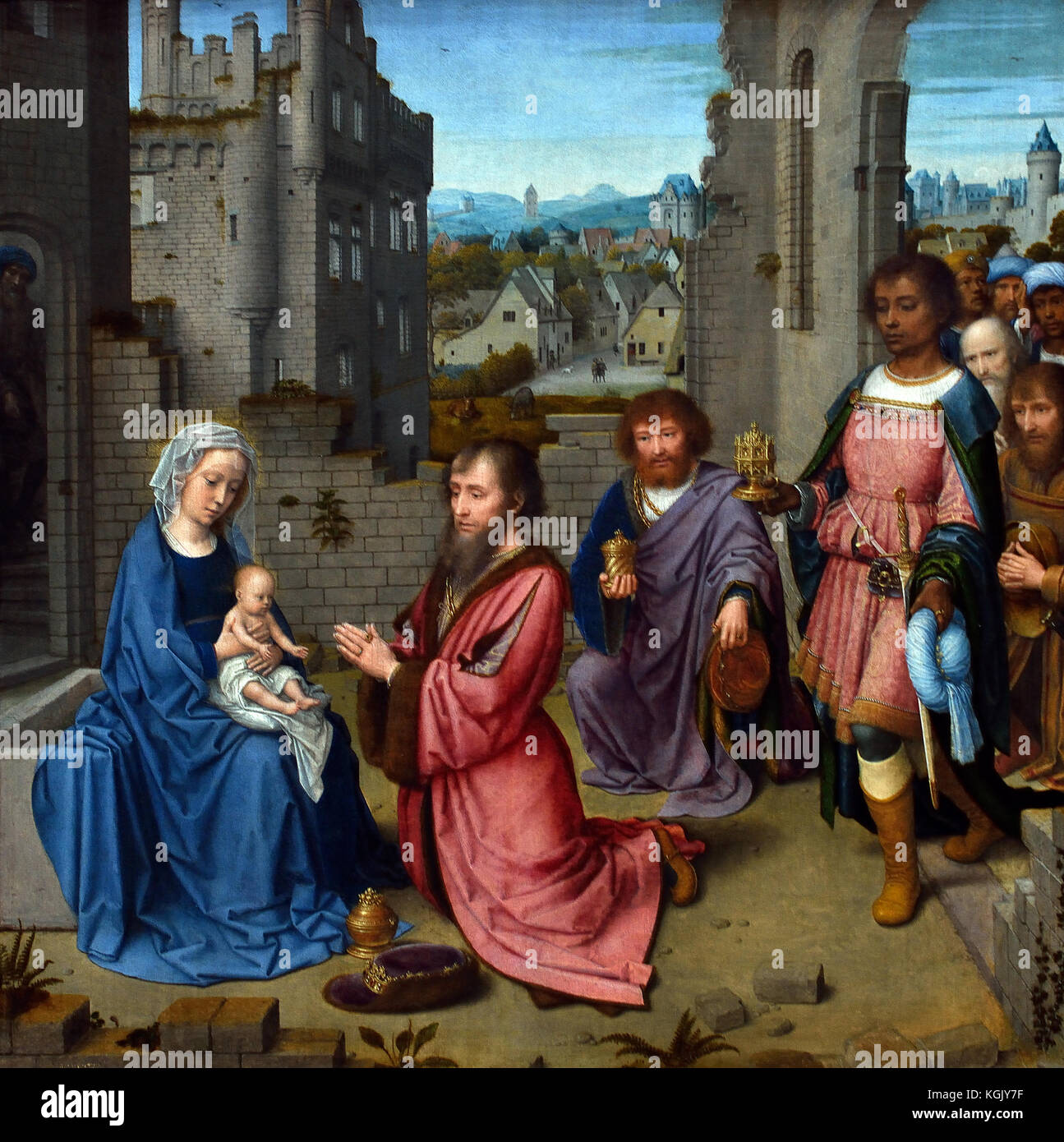 Adoration of the Kings from Two Panels from an Altarpiece 1515 Gerard David  1460 – 1523 Early Netherlandish painter and manuscript illuminator known for his brilliant use of color ( The Netherlands, Dutch, Belgian, Belgium, Flemish ) Stock Photo