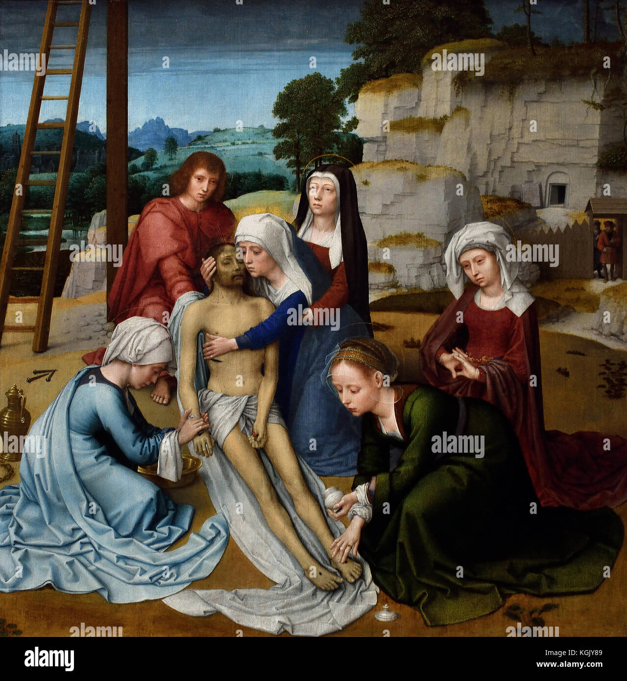 Lamentation from Two Panels from an Altarpiece 1515-1523 Gerard David  1460 – 1523 Early Netherlandish painter and manuscript illuminator known for his brilliant use of color ( The Netherlands, Dutch, Belgian, Belgium, Flemish ) Stock Photo