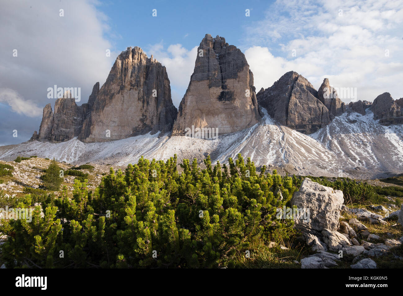 Horizontal image of Tre Cime di Lavaredo in Dolomites mountains, Italy, Europe Stock Photo
