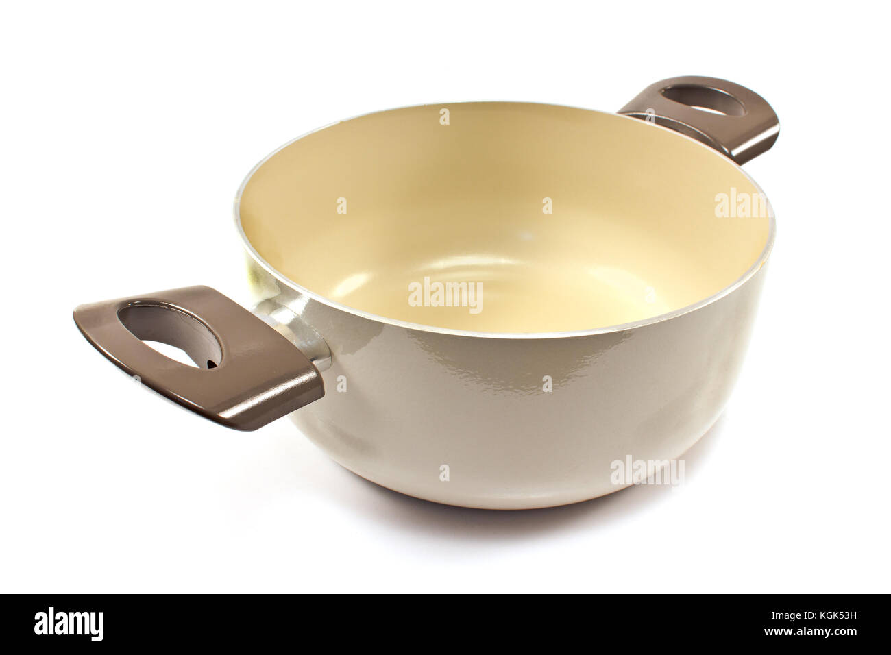 Stovetop grill pan with non-stick ceramic surface isolated on white with  natural shadows Stock Photo - Alamy