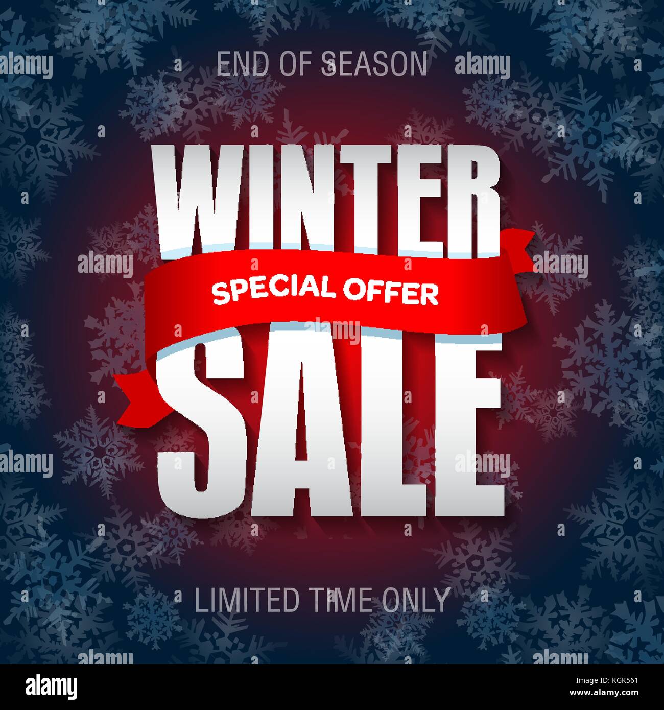 Winter sale text vector template. Winter sale special offer in circle frame  space in snow flakes background for business clearance promo banner ads  Stock Vector Image & Art - Alamy