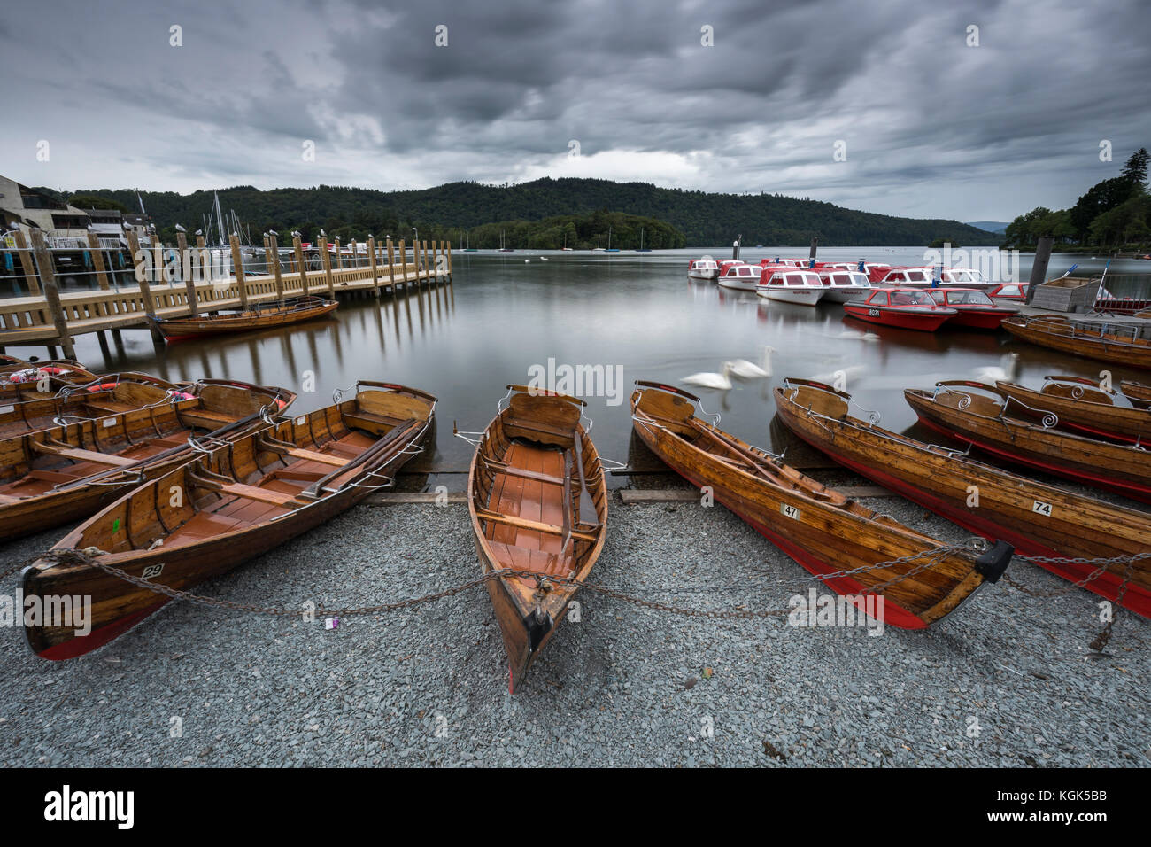 Bowness on Windermere; Boats for Hire; Cumbria; UK Stock Photo