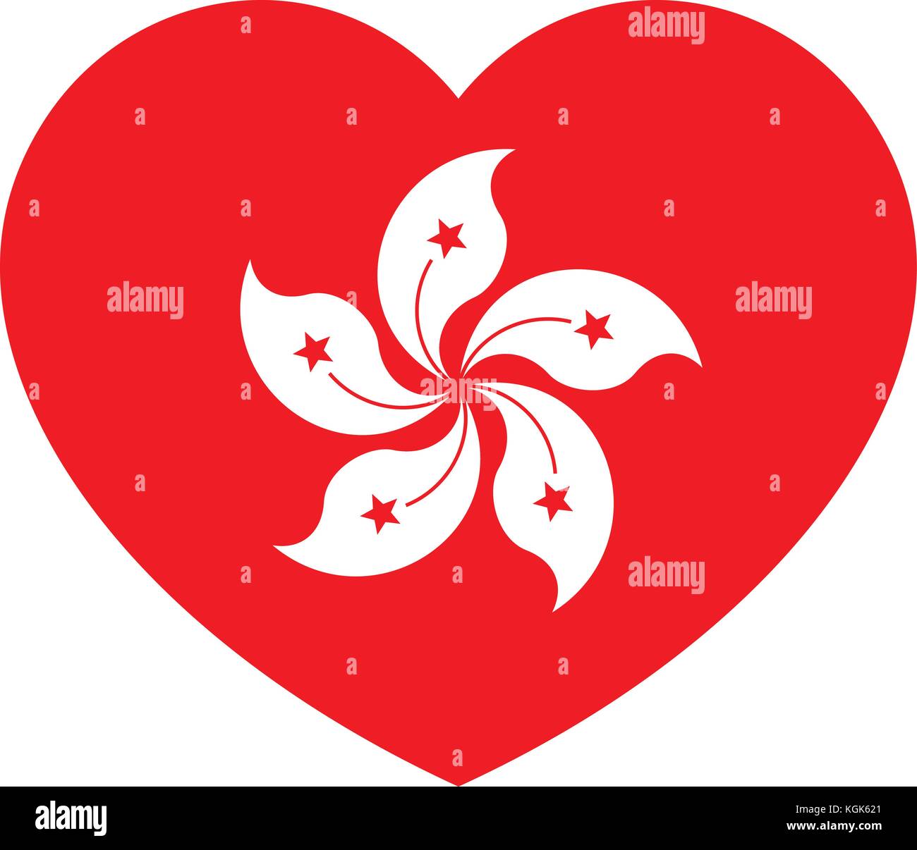 Hong Kong flag in the heart, vector illustration. Stock Vector