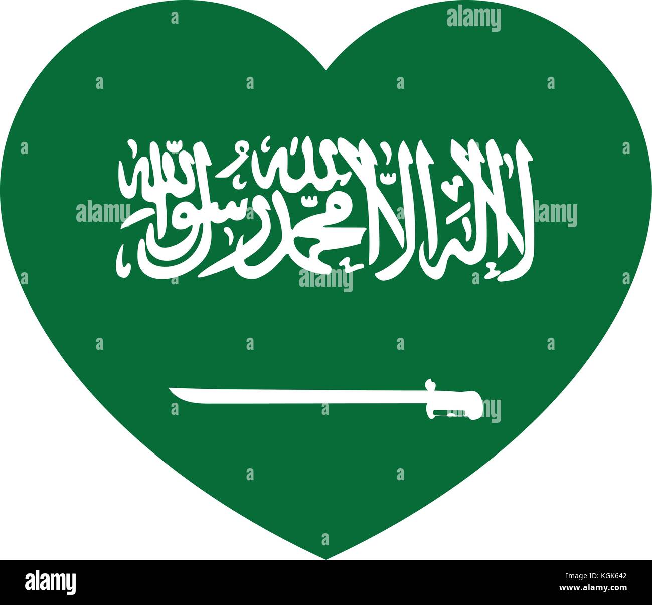 Saudi Arabia flag in the heart, Saudi Arabian flag, vector illustration. Stock Vector