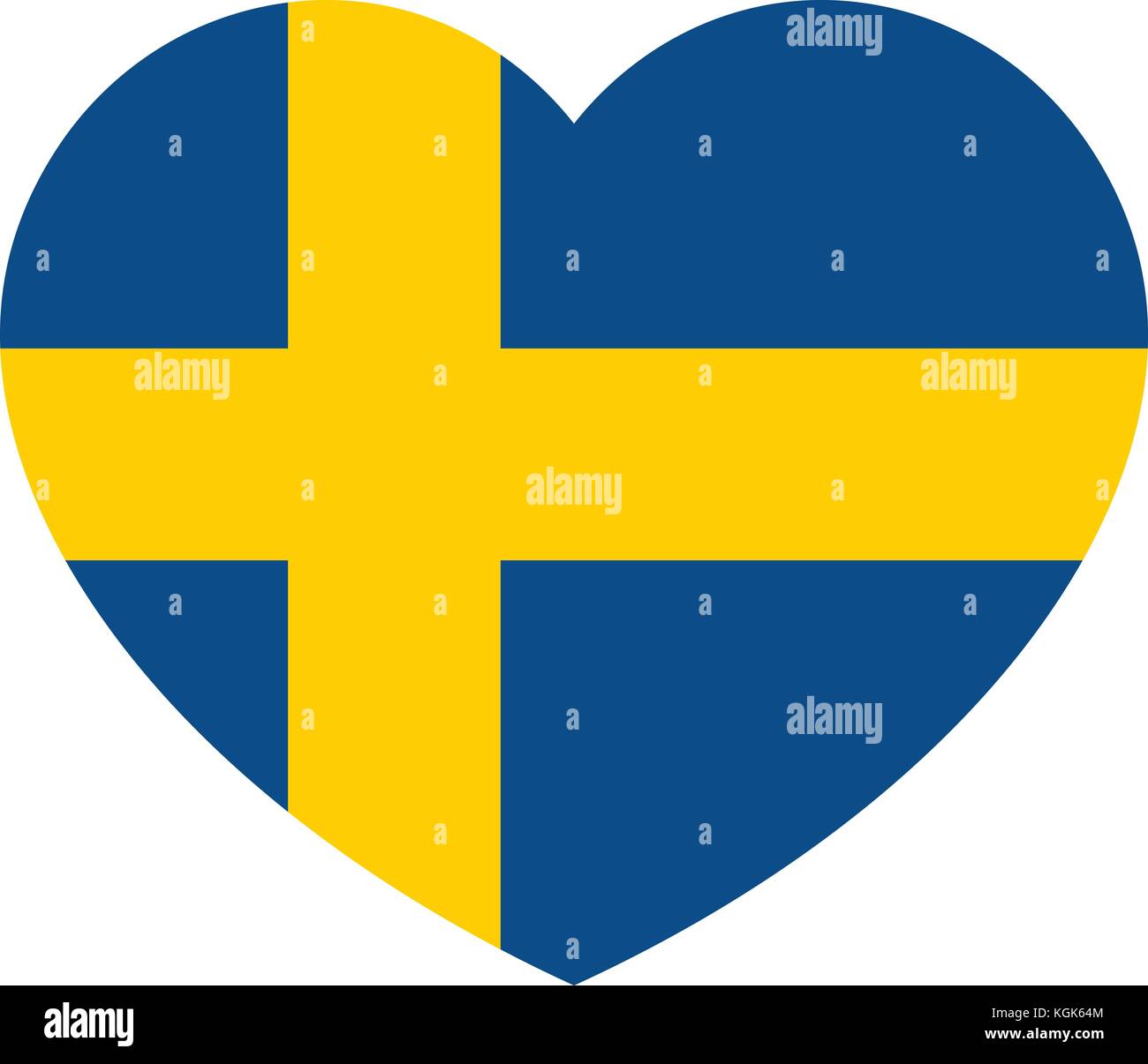 Sweden flag in the heart, Swedish flag, vector illustration. Stock Vector