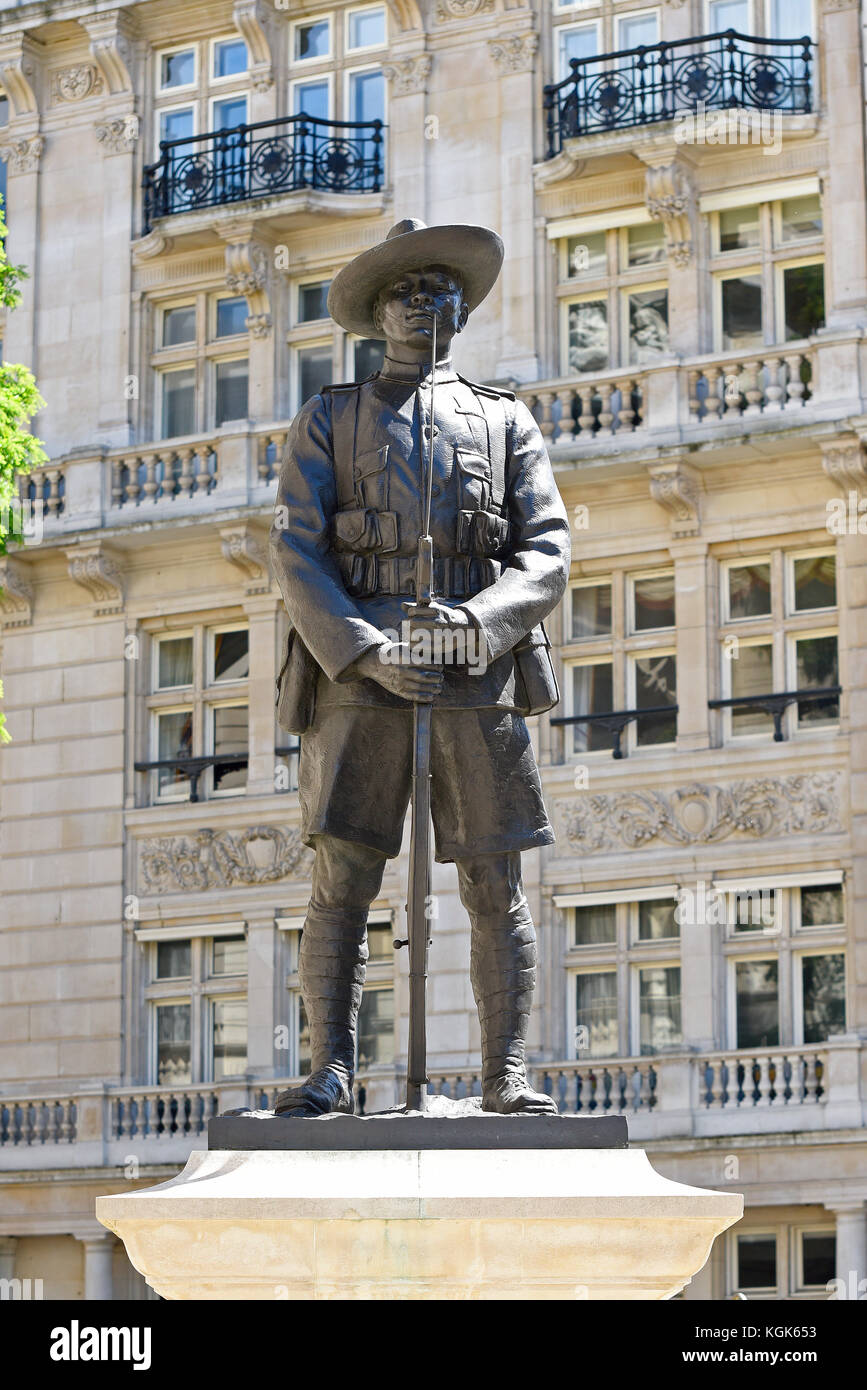 Memorial to the Brigade of Gurkhas, Gurkha Soldier statue, Horse Guards, City of Westminster, London, England, UK Stock Photo