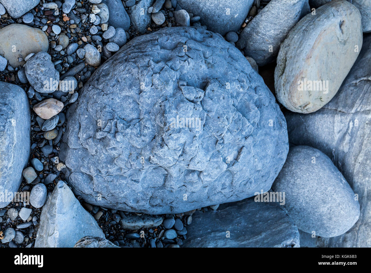 Close up of rocks and stones on the beach at Staithes,North Yorkshire,England,UK Stock Photo