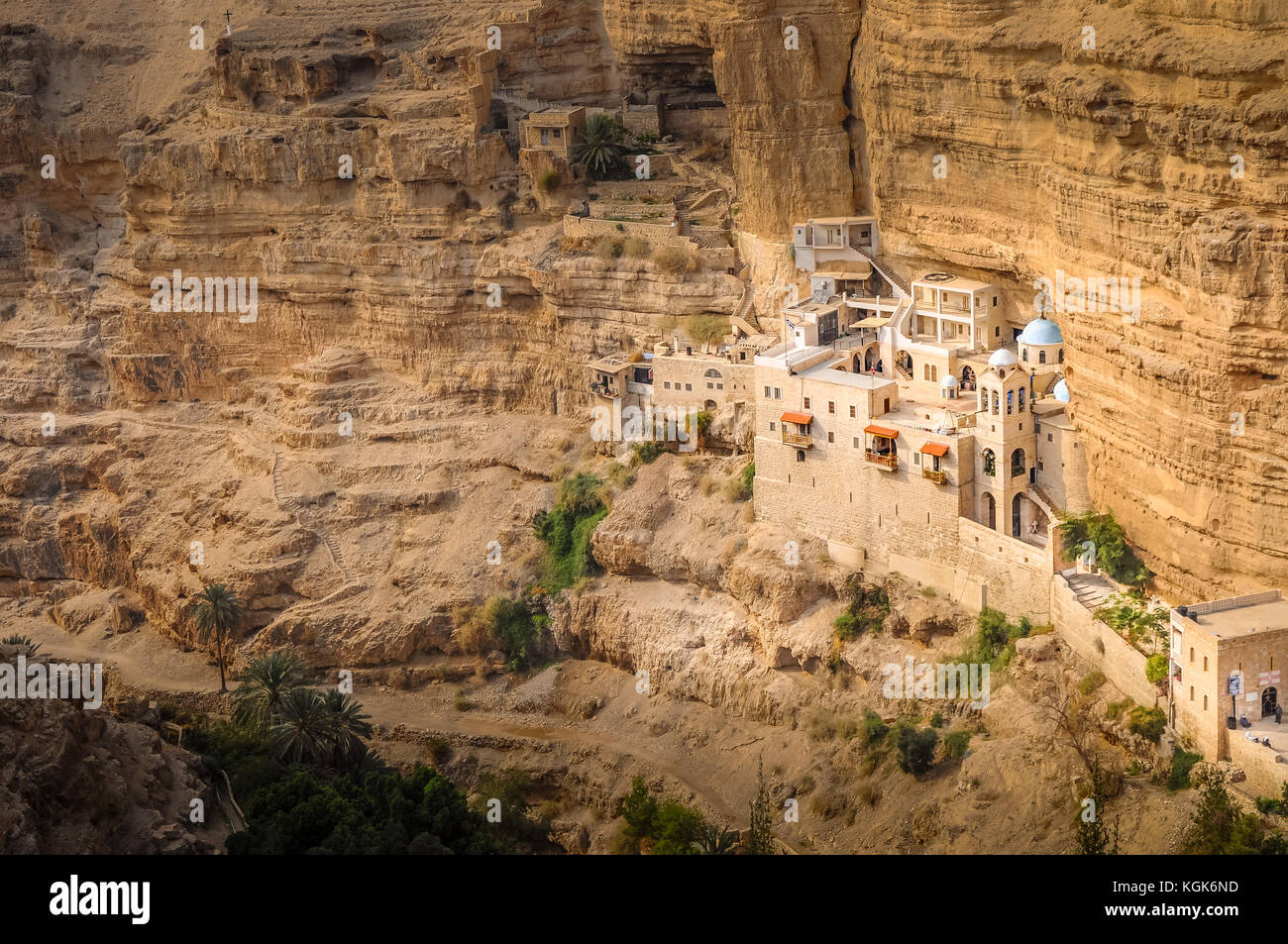 Orthodox Monastery of St. George in the lower valley Kelt in the Judean desert in Palestinian Authority Stock Photo