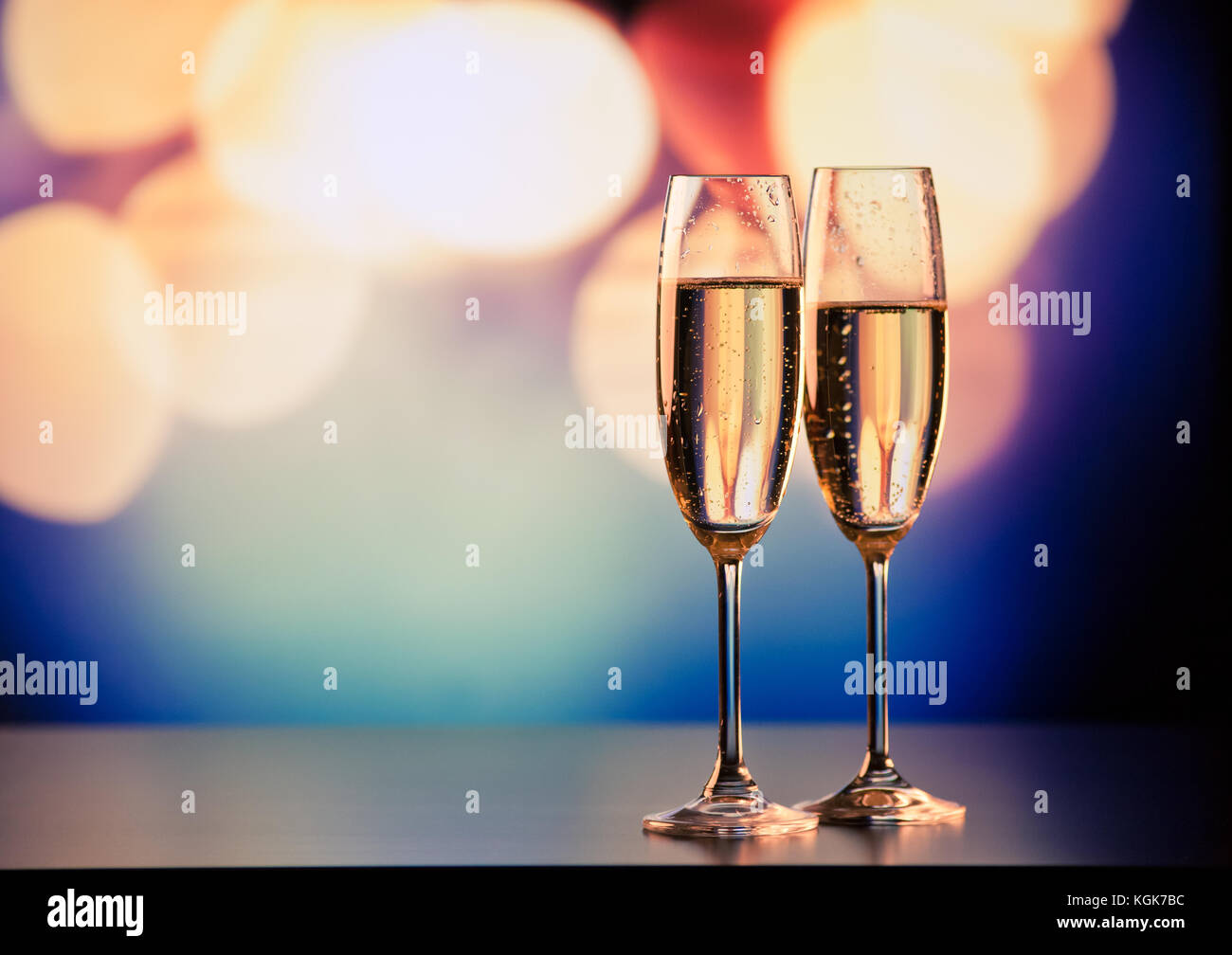two champagne glasses ready to bring in the New Year Stock Photo - Alamy
