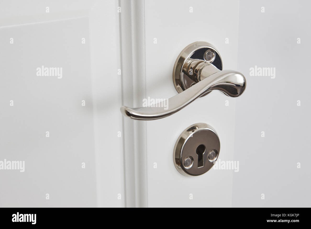 Metallic Classic Door Knob On A White Door Open Closed Stock