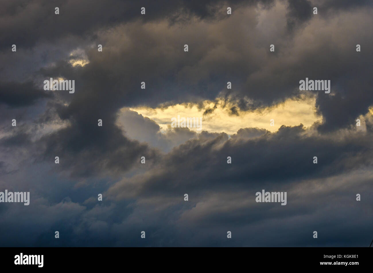 Dramatic sunset sky with colorful clouds after thunderstorm Stock Photo ...