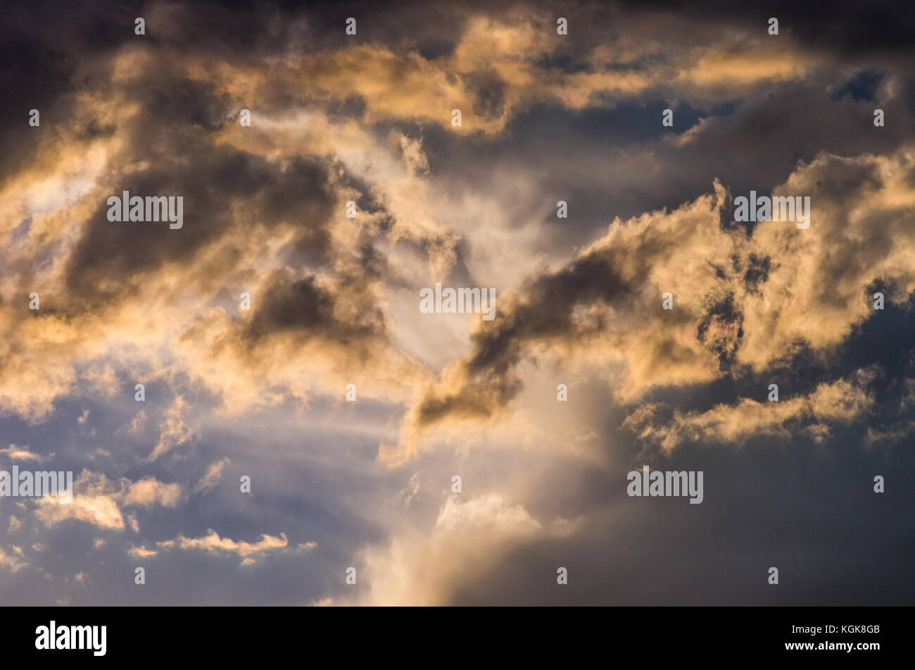 Dramatic sunset sky with colorful clouds after thunderstorm Stock Photo ...