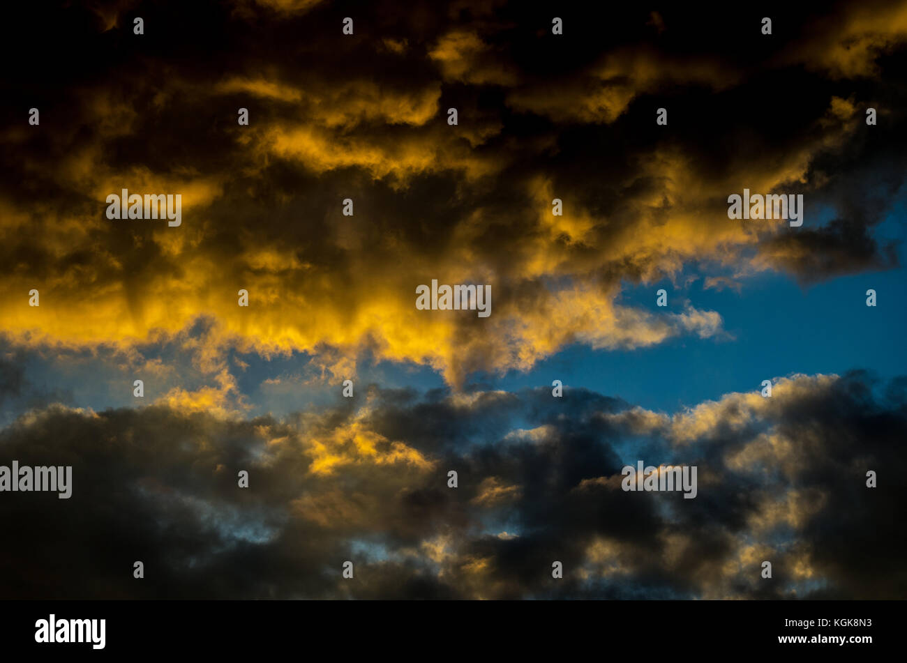 Dramatic sunset sky with colorful clouds after thunderstorm Stock Photo ...