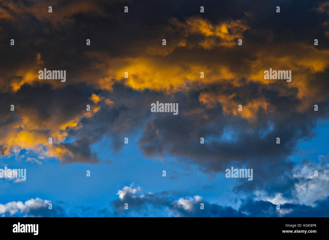 Dramatic sunset sky with colorful clouds after thunderstorm Stock Photo ...