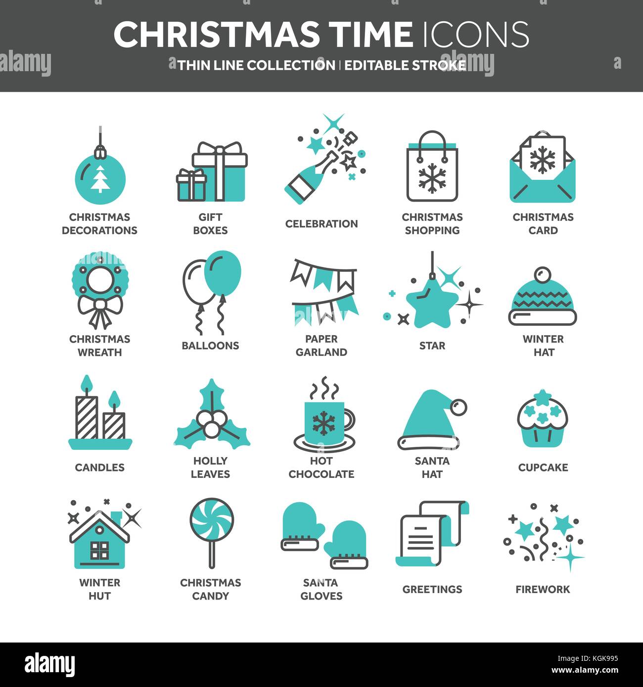 Christmas And New Year Winter Holidays Santa December Thin Line Web Icon Set Outline Icons Collection Vector Illustration Stock Vector Image Art Alamy