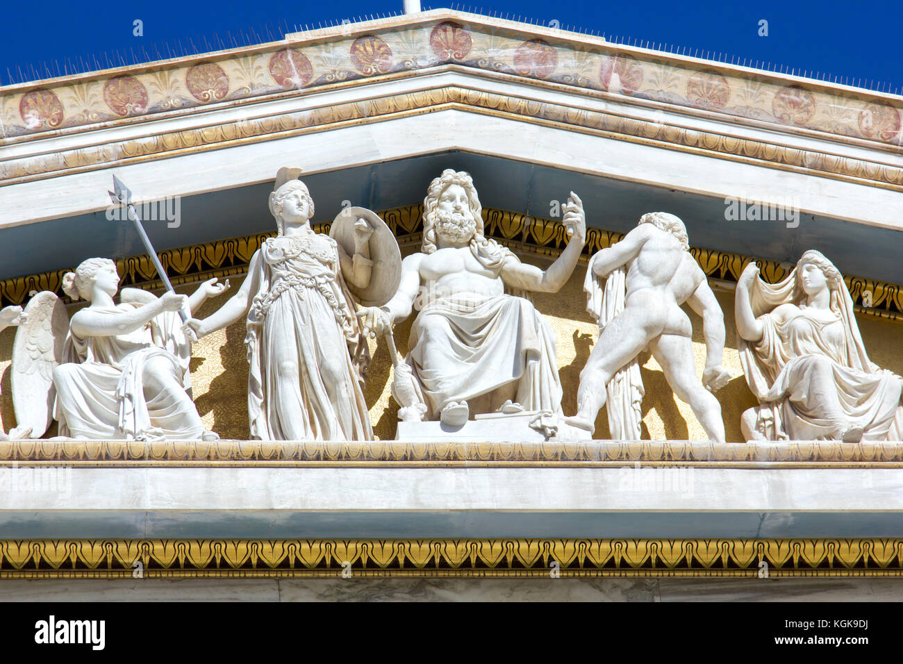 part of an ancient greek statues at the topof a building Stock Photo Alamy