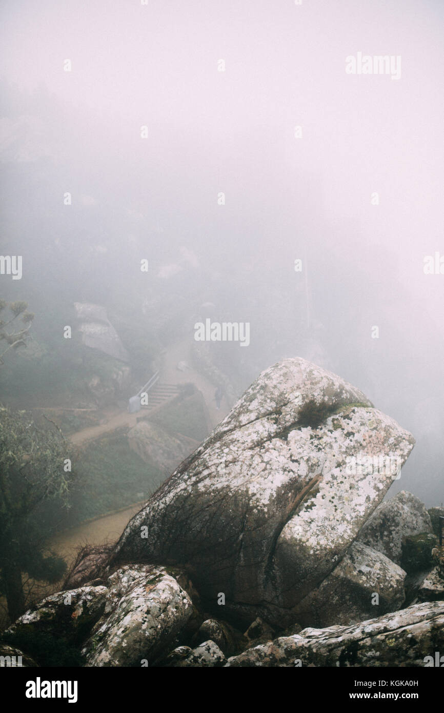 Rock at Castelo dos Mouros, Sintra, Portugal. Stock Photo